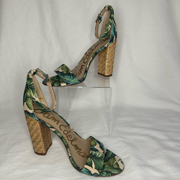 Sam Edelman Tropical Print Yaro Palm Leaf Block Heels 6.5 - Picture 2 of 7